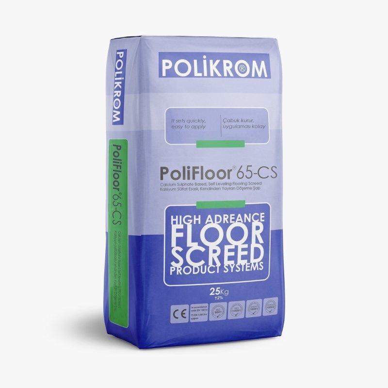 PoliFloor®65-CS, Kalsiyum Sülfat Esaslı, Kendiliğinden Yayılan Döşeme Şap 